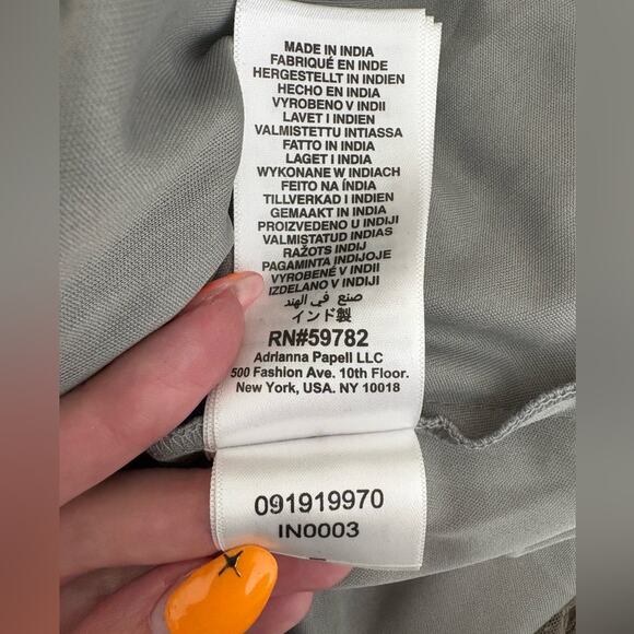 NWT Adrianna Papell 3/4 Sleeve Scoop Back Beaded Long Dress Silver Gray Size 0 - Picture 7 of 9